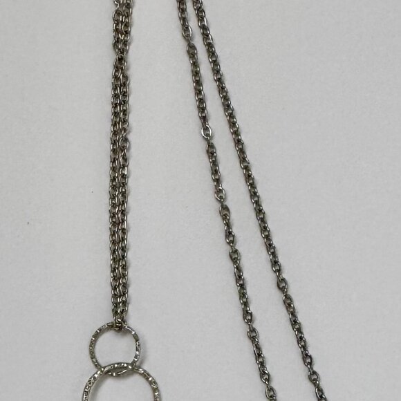 Necklace handmade 3 tier dangle silver turqoise clear crystal glass beads OOAK - Picture 5 of 5